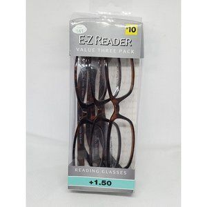 EZ Readers' Value 3 Pack +1.50 Hadley Brown Marble Reading Glasses Perfect Gift